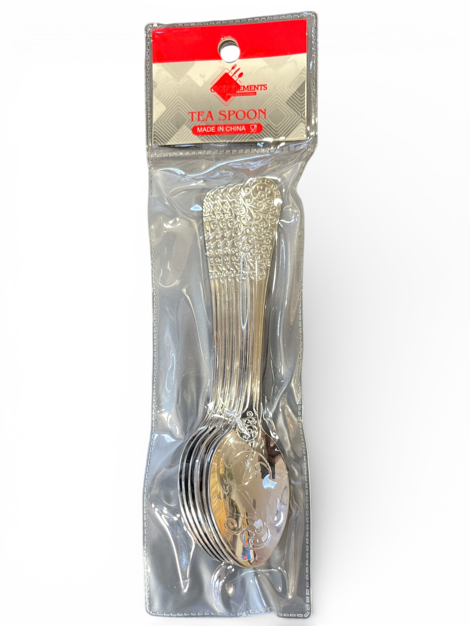 Set de 6 Cuillères à Café/Thé Inox - Manche Décoratif Gravé - Chef Elements