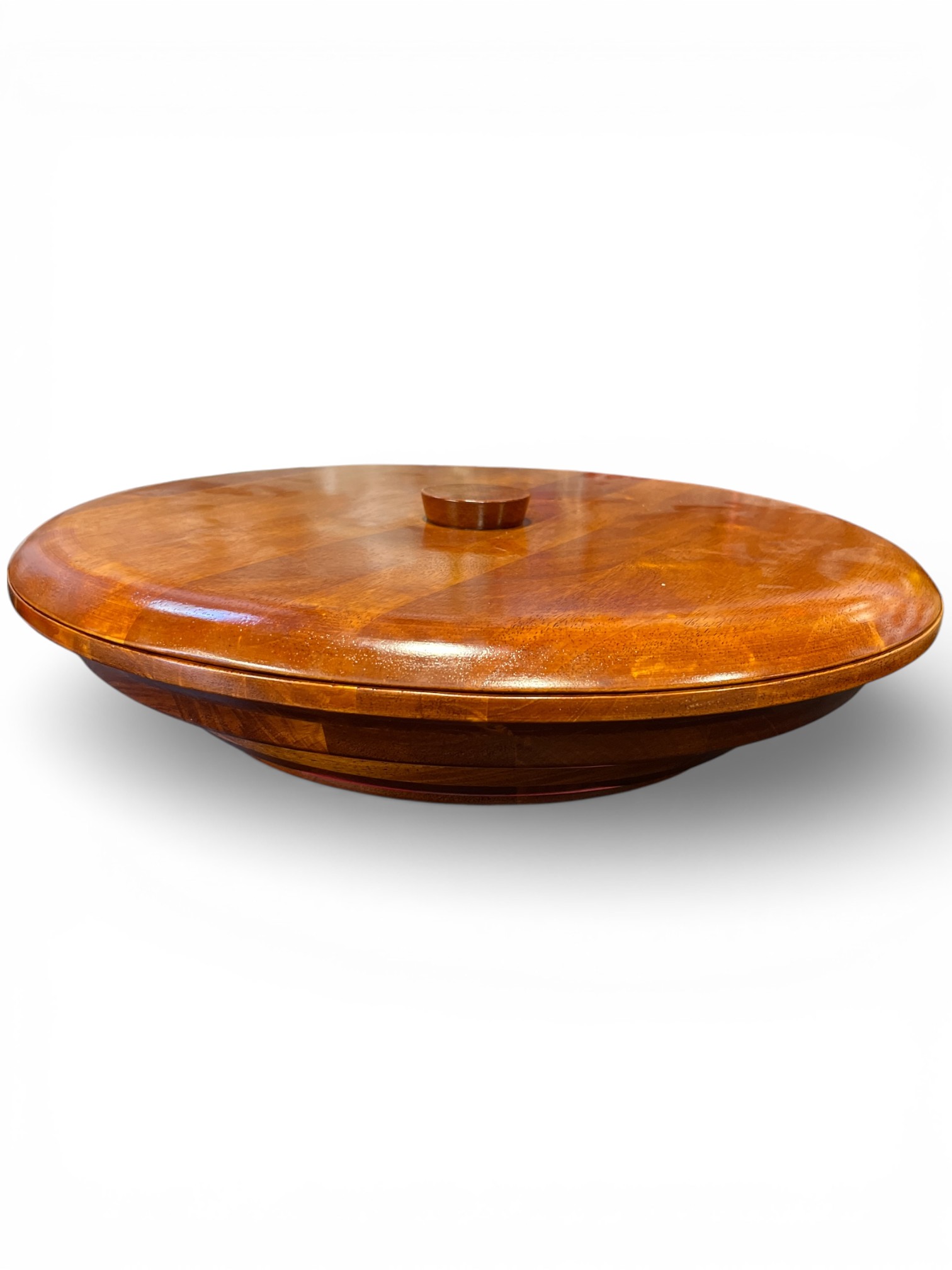 Plat Rond en Bois Décoré avec Couvercle -Artisanat Marocaine- Fait Main – Image 2