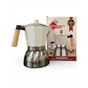Cafetière Italienne Moka Induction - Chef Elements - Poignée Bois Premium