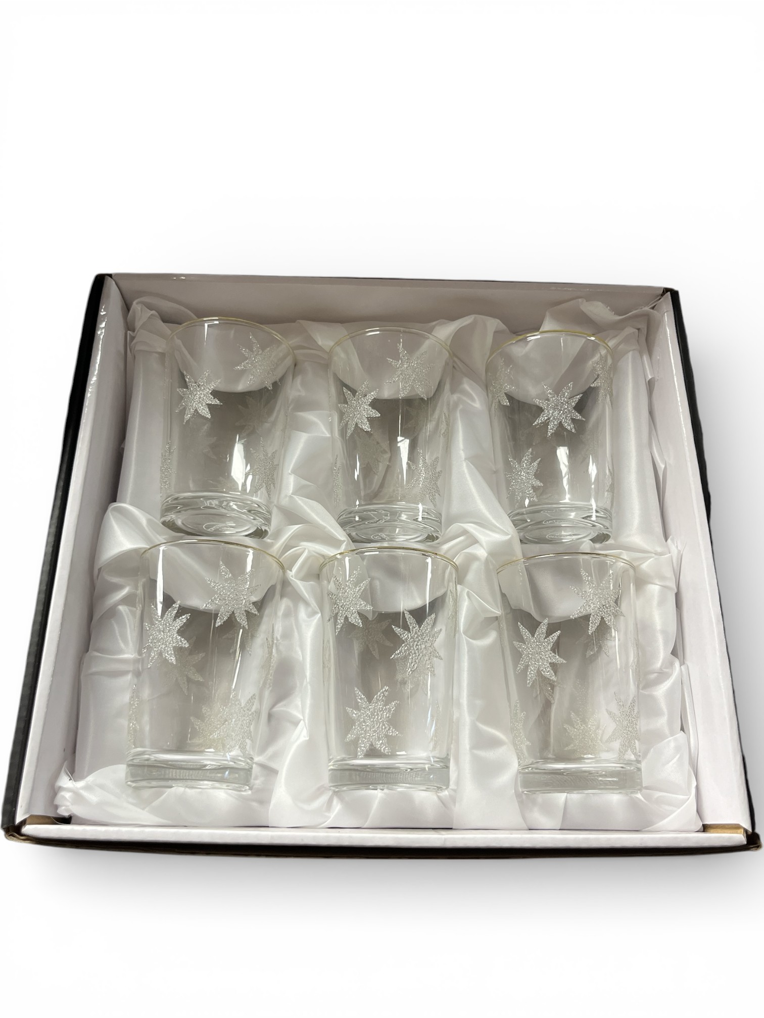 Coffret 6 Verres à Thé Décor Étoiles Argentées Pailletées - Design Élégant